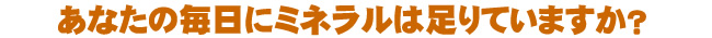 あなたの毎日にミネラルは足りていますか？